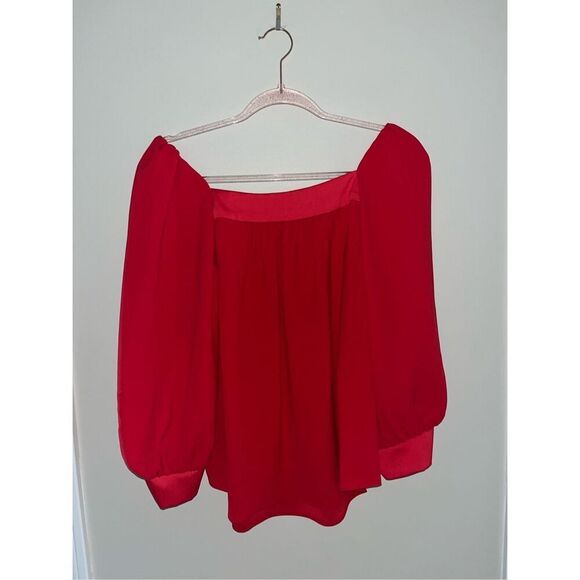 Trina Turk Square Neck Top Red Small - Picture 2 of 3